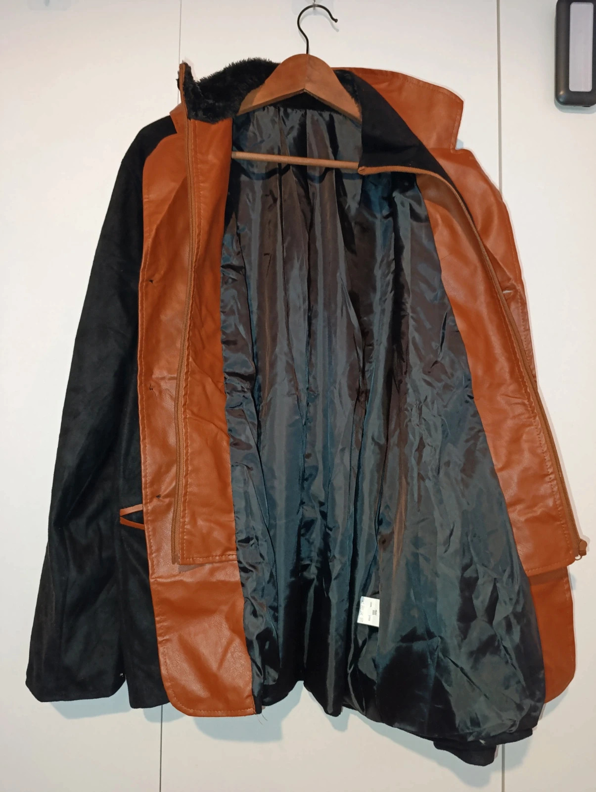 Chaqueta abrigo negra y marrón talla L – No label – taille L 3