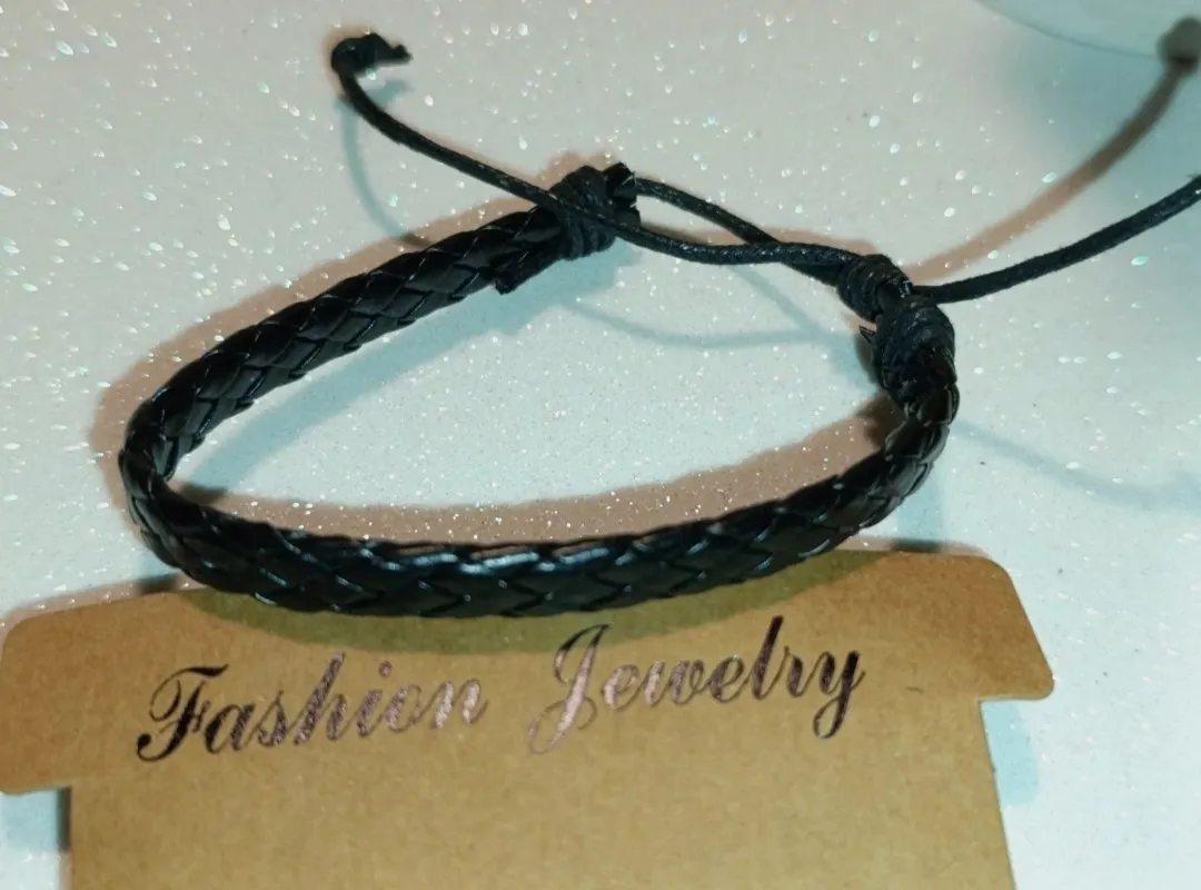 Conjunto pulsera negra cuero sintetico Fashion Jewelry – Fashion Jewelry – taille Taille unique 7