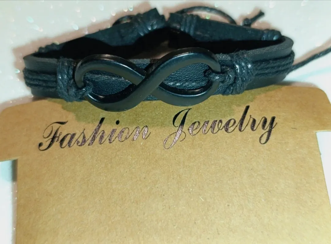 Conjunto pulsera negra cuero sintetico Fashion Jewelry – Fashion Jewelry – taille Taille unique 3