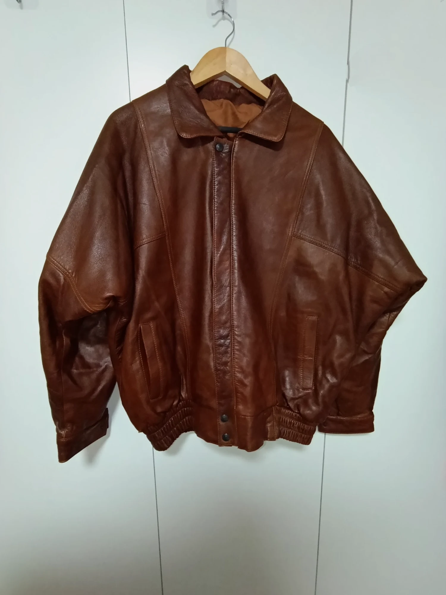 Chaqueta cuero marron vintage talla L