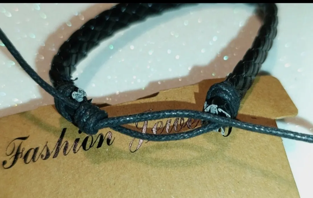 Conjunto pulsera negra cuero sintetico Fashion Jewelry – Fashion Jewelry – taille Taille unique 8