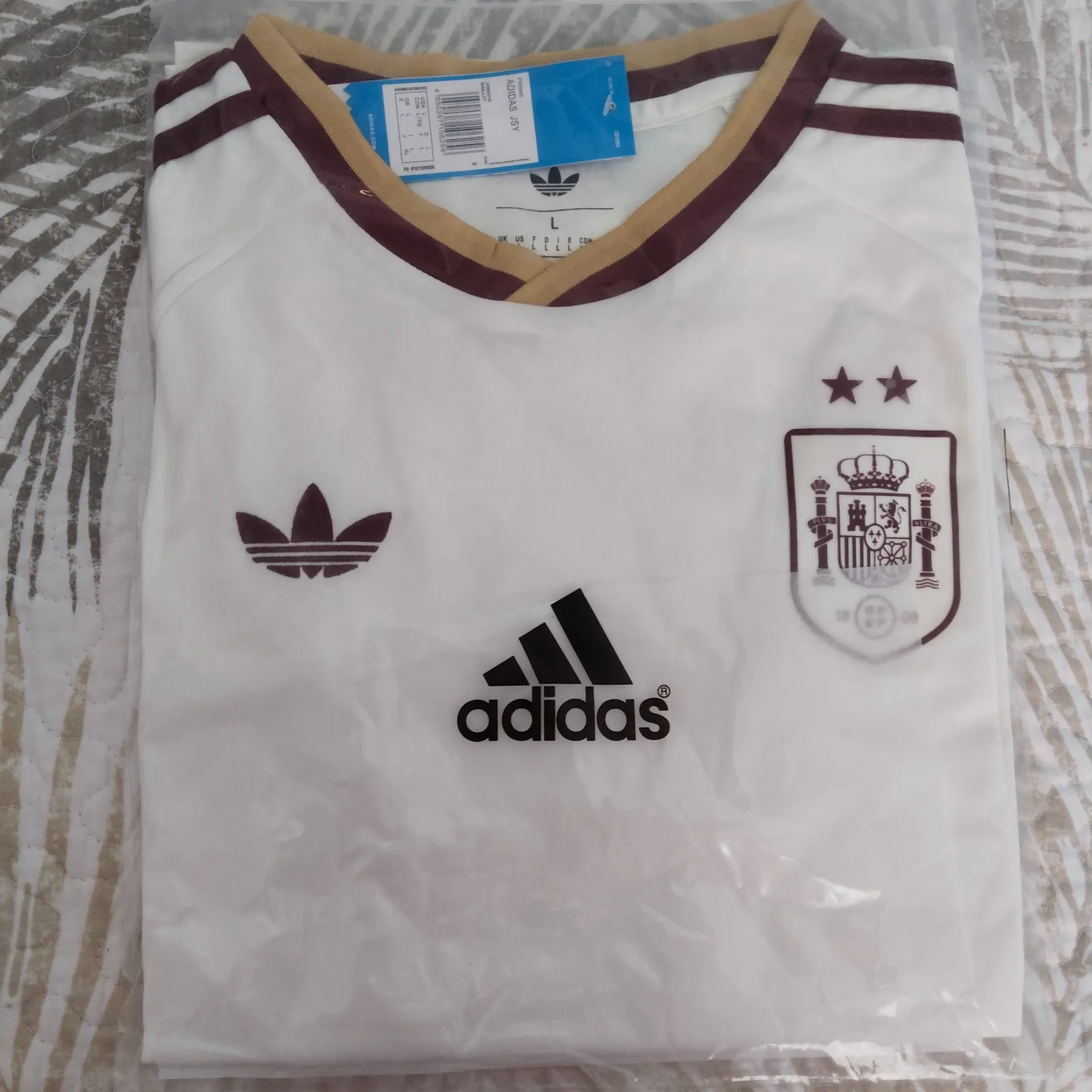 Camiseta España blanca con las dos estrellas  – Adidas – taille L 5