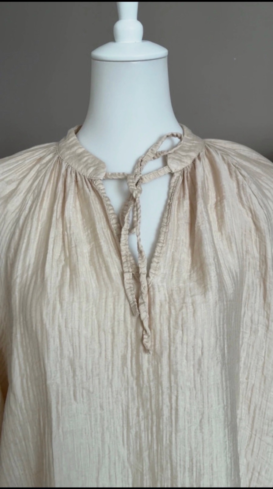 Blouse fluide texturée beige à nouer – Bellerina – taille Taille unique 3