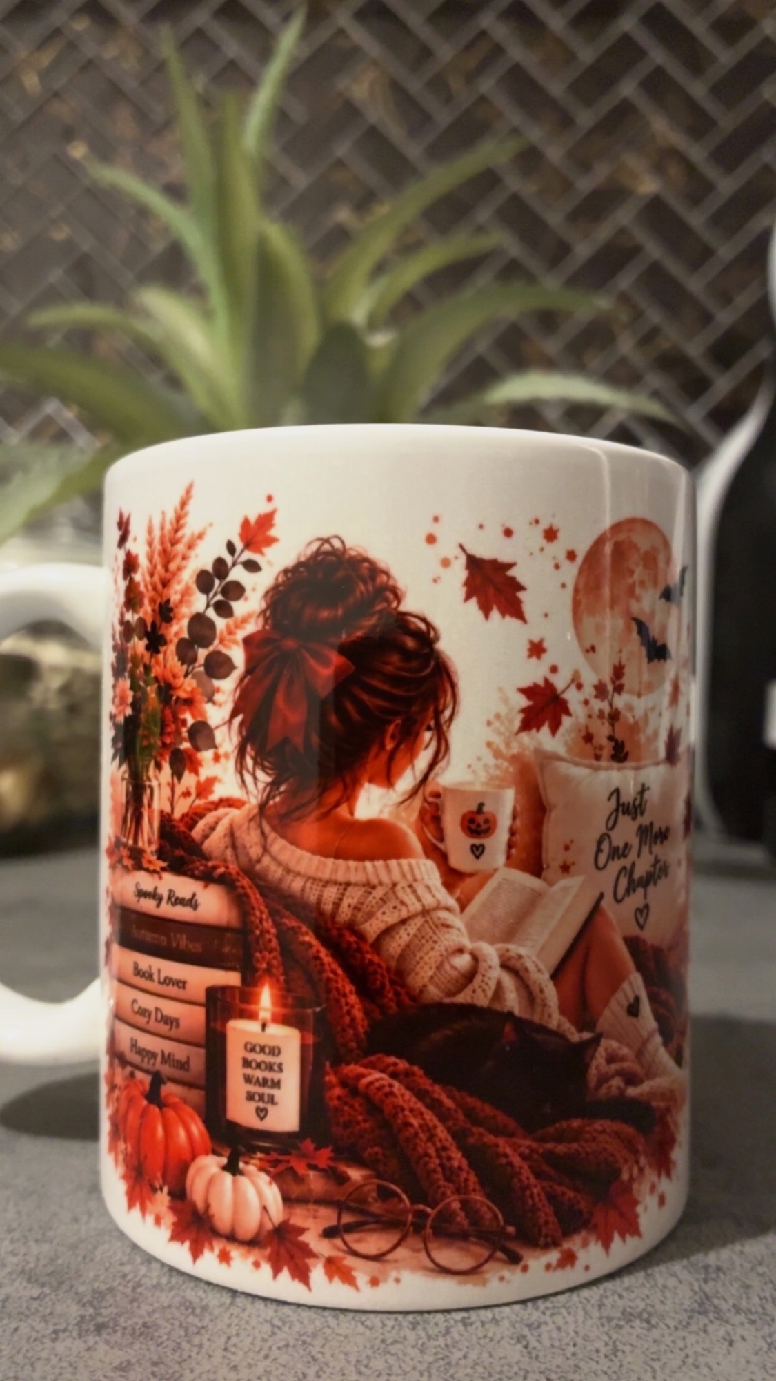 Mug Book Lover Automne – Lecture Cosy – Prénom au choix 🍂📚