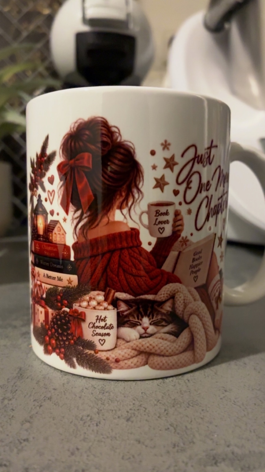 Mug Book Lover automne en céramique illustration Just One More Chapter – sans marque 2