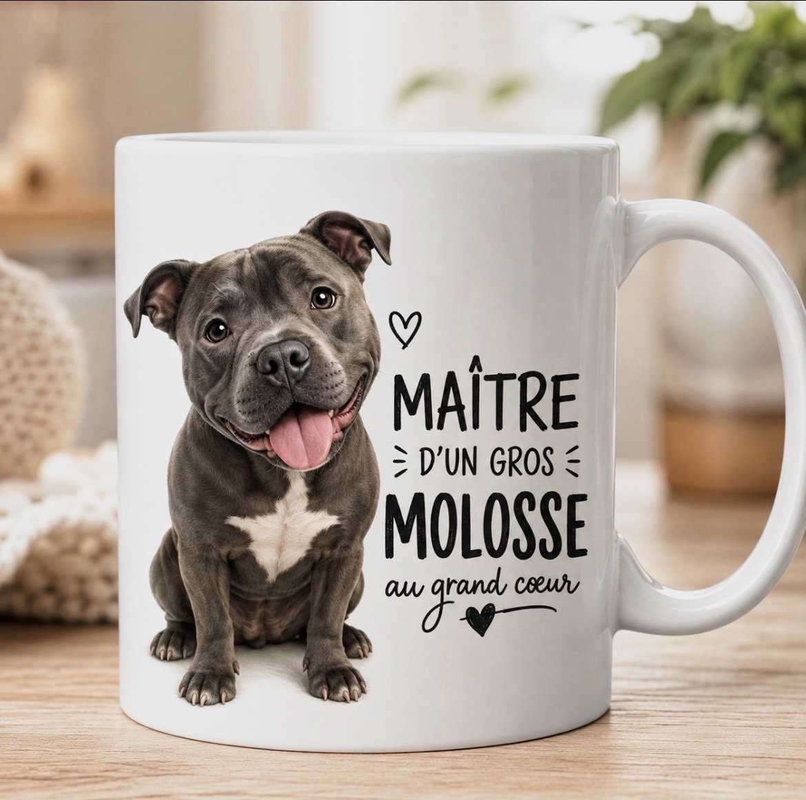 Mug blanc motif chien Staffie