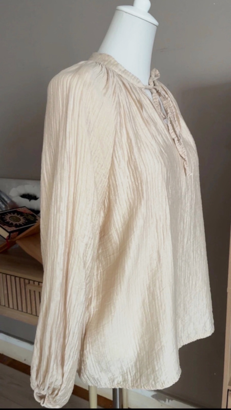 Blouse fluide texturée beige à nouer – Bellerina – taille Taille unique 6