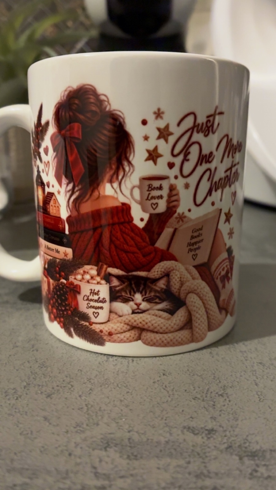 Mug Book Lover automne en céramique illustration Just One More Chapter – sans marque 4