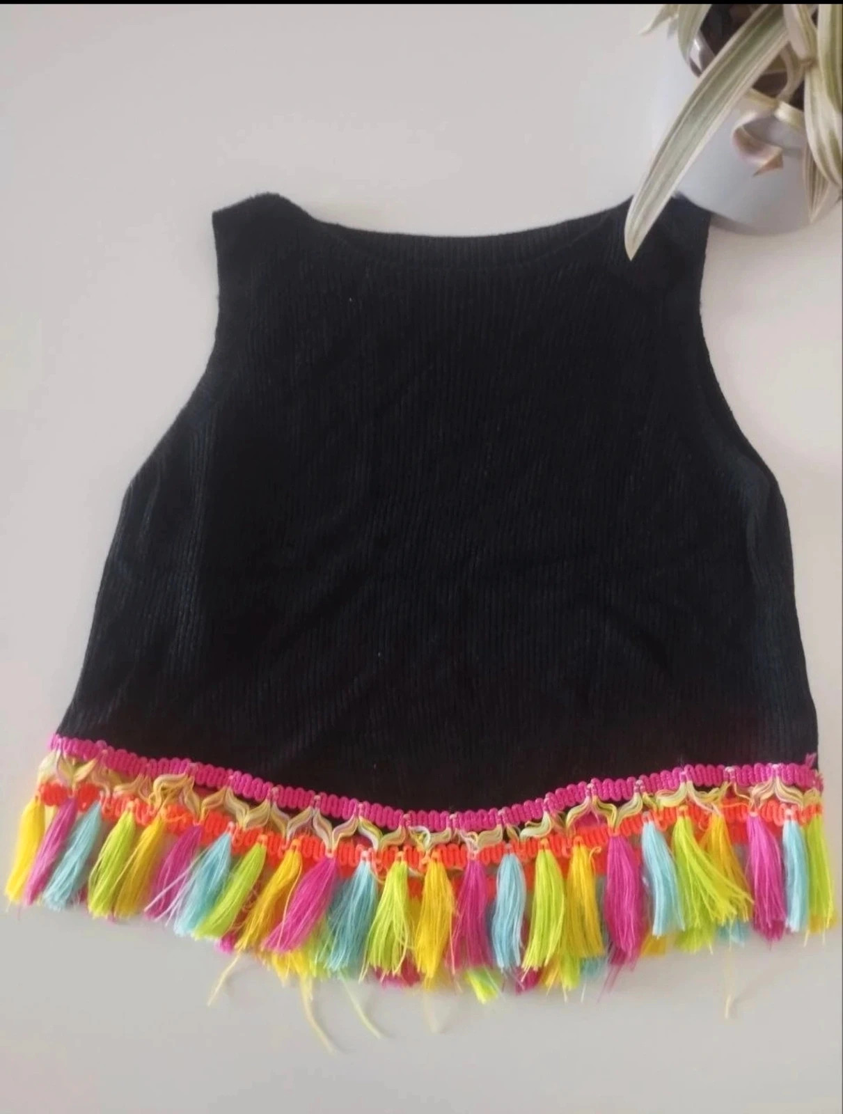Top Negro de Flecos - Talla S - (sin etiqueta) – taille S / 36 / 8 2