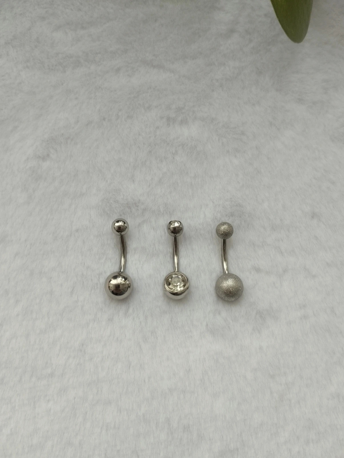 Piercing ombligo plateado, acero inoxidable 3