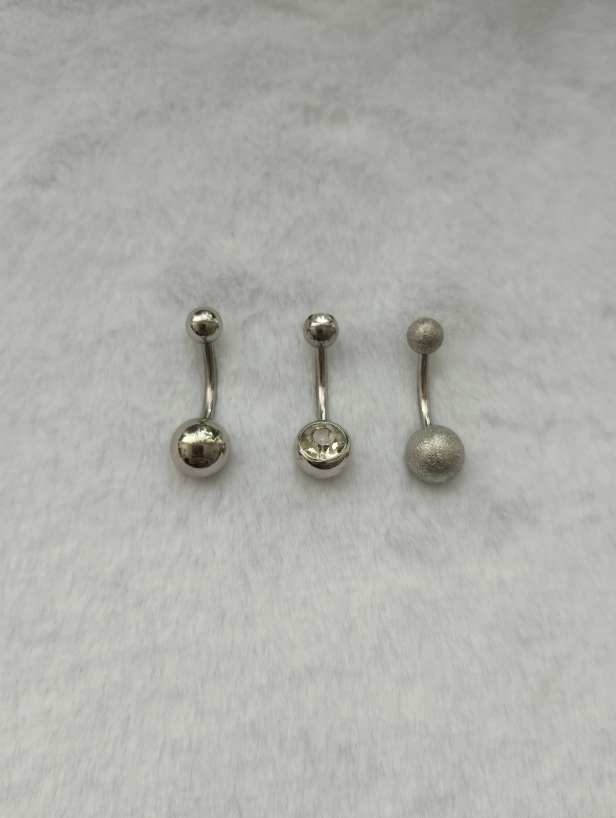 Piercing ombligo plateado, acero inoxidable 2
