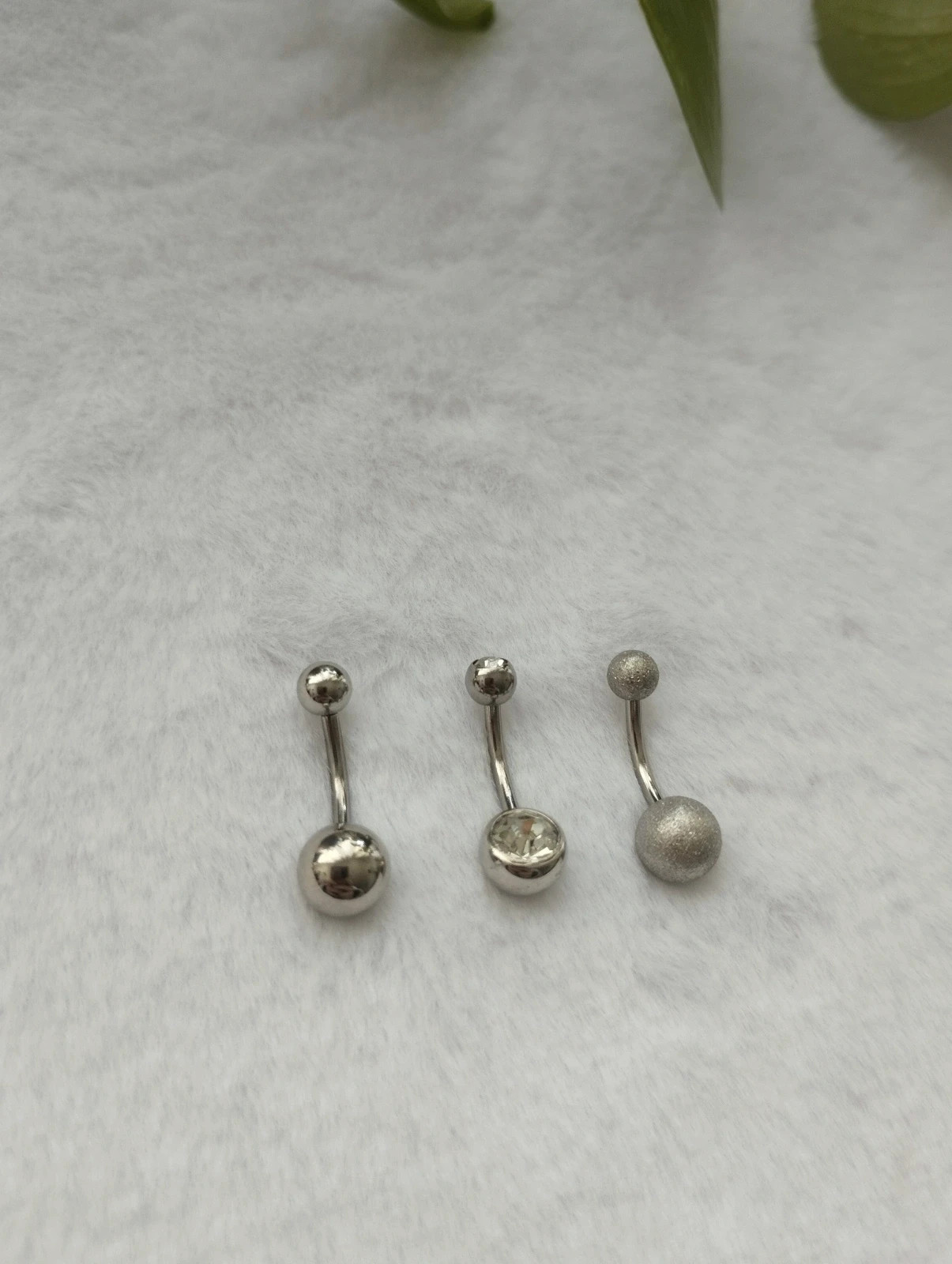 Piercing ombligo plateado, acero inoxidable 4