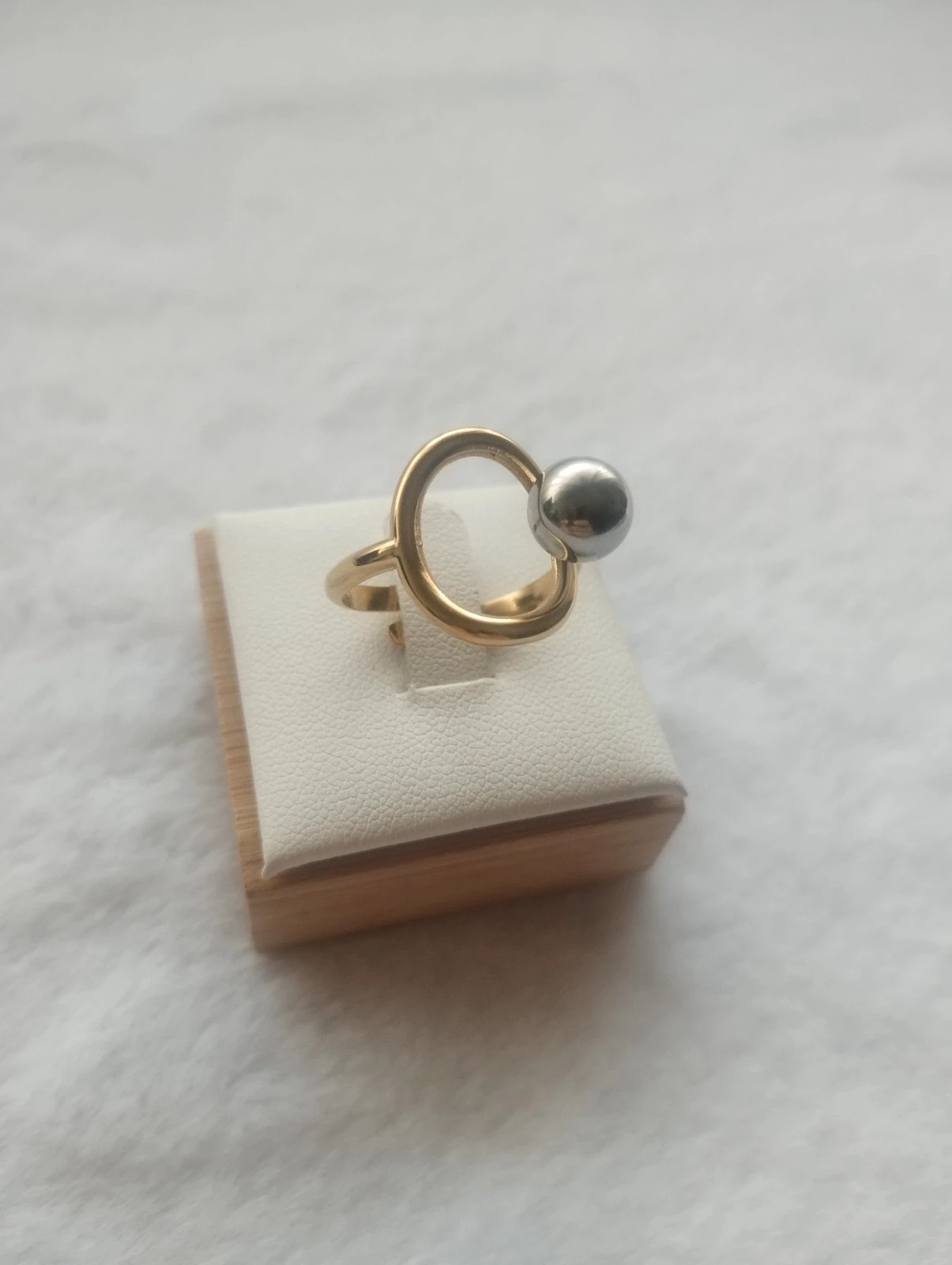 Anillo perla plateada ajustable. Acero inoxidable – taille Ajustable 4