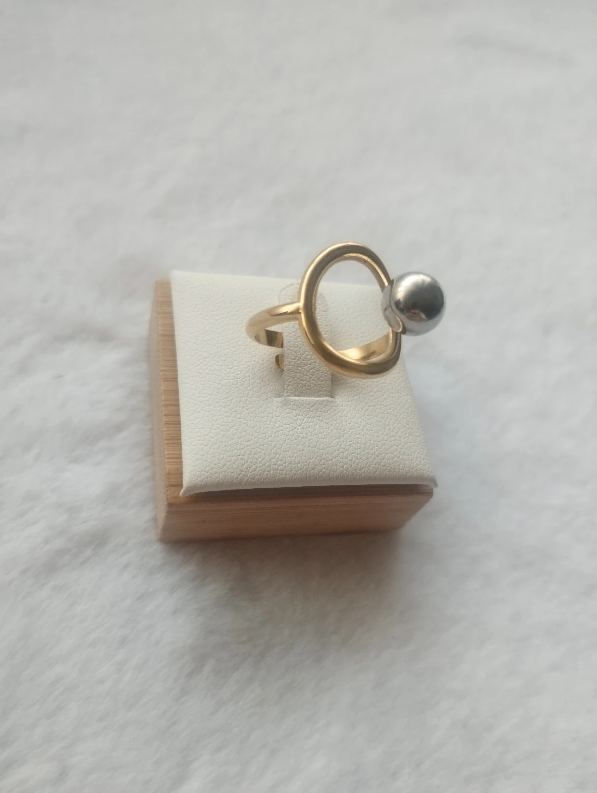 Anillo perla plateada ajustable. Acero inoxidable – taille Ajustable 2