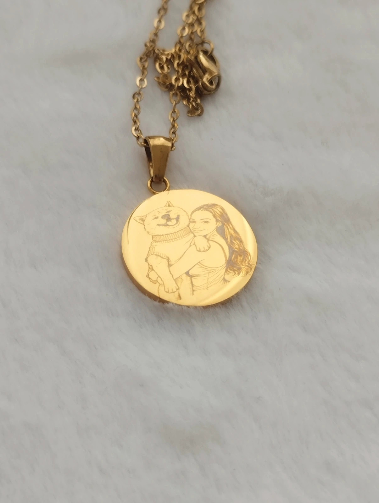 Dije-colgante dorado, acero inoxidable 2
