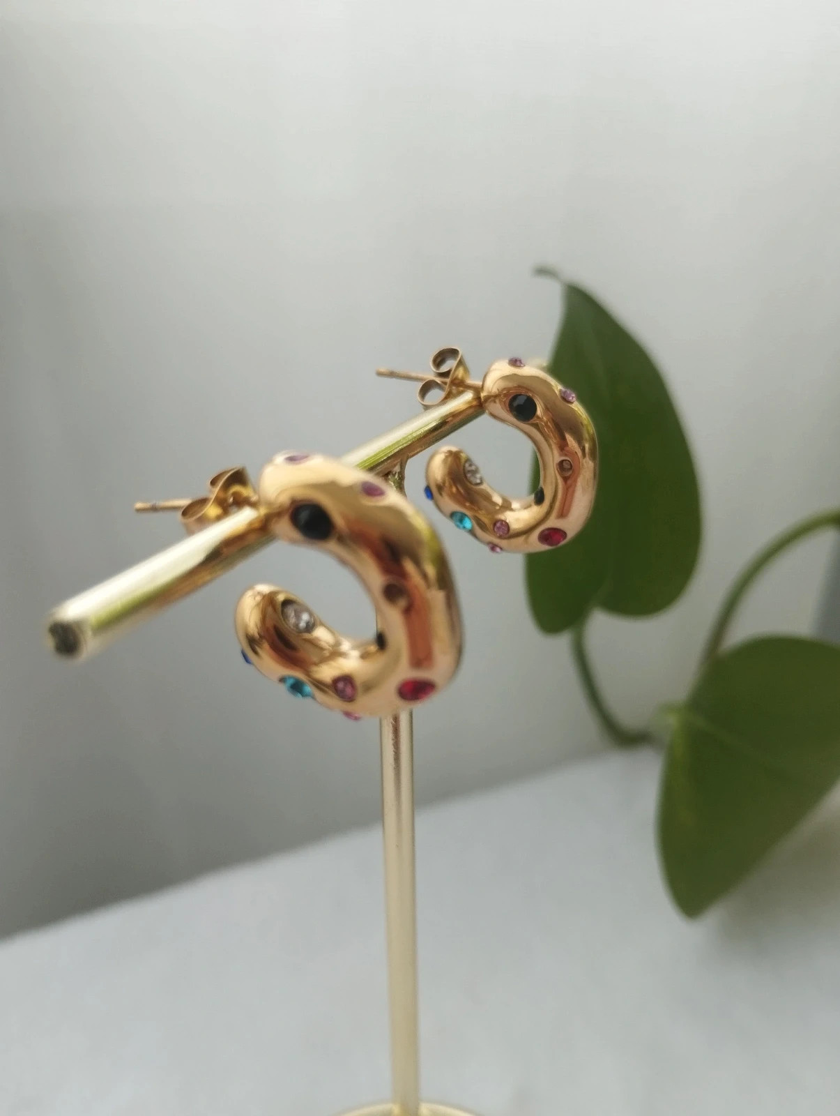 Pendientes burbuja colores, acero inoxidable 3