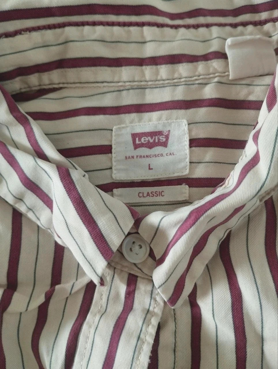 👔 Camisa Clásica de Rayas Levi's - Beige y Granate - Talla L. Colección Harlie Boyfriend shirt – Levi's – taille L / 40 / 12 5