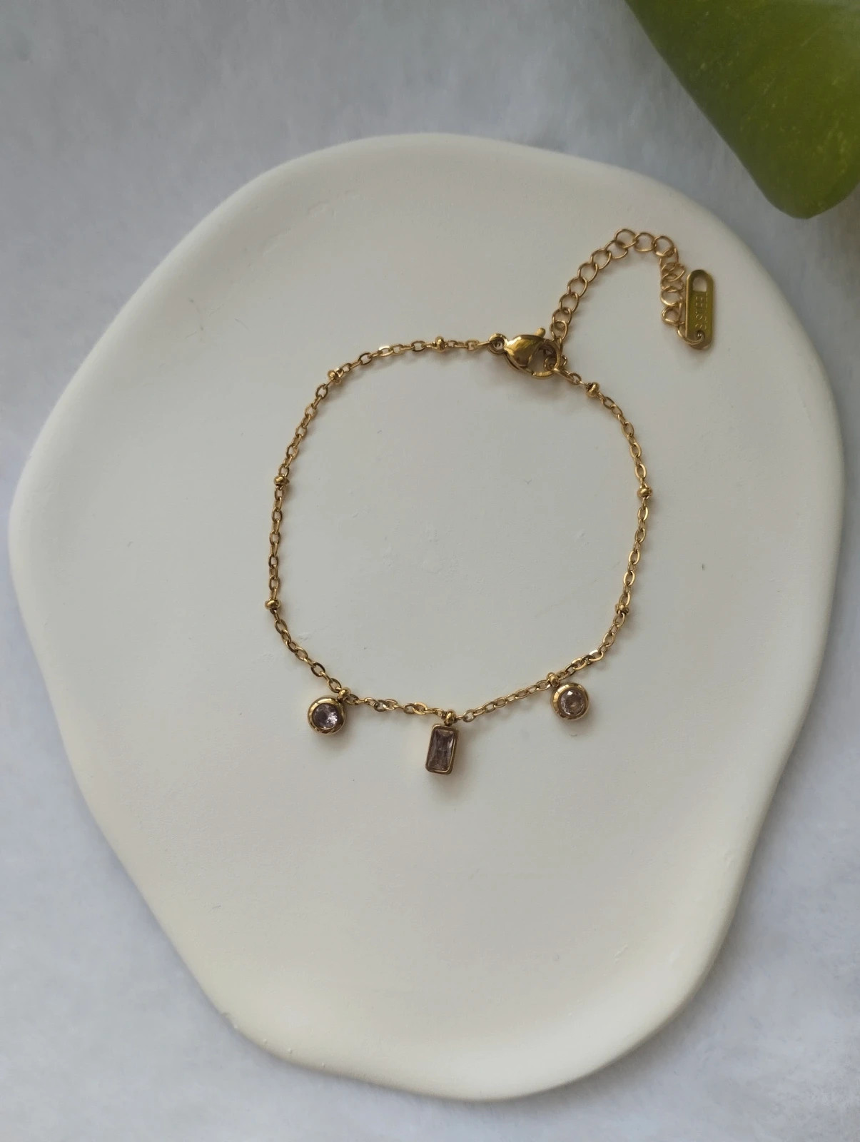 Pulsera dorada con piedras, acero inoxidable 3