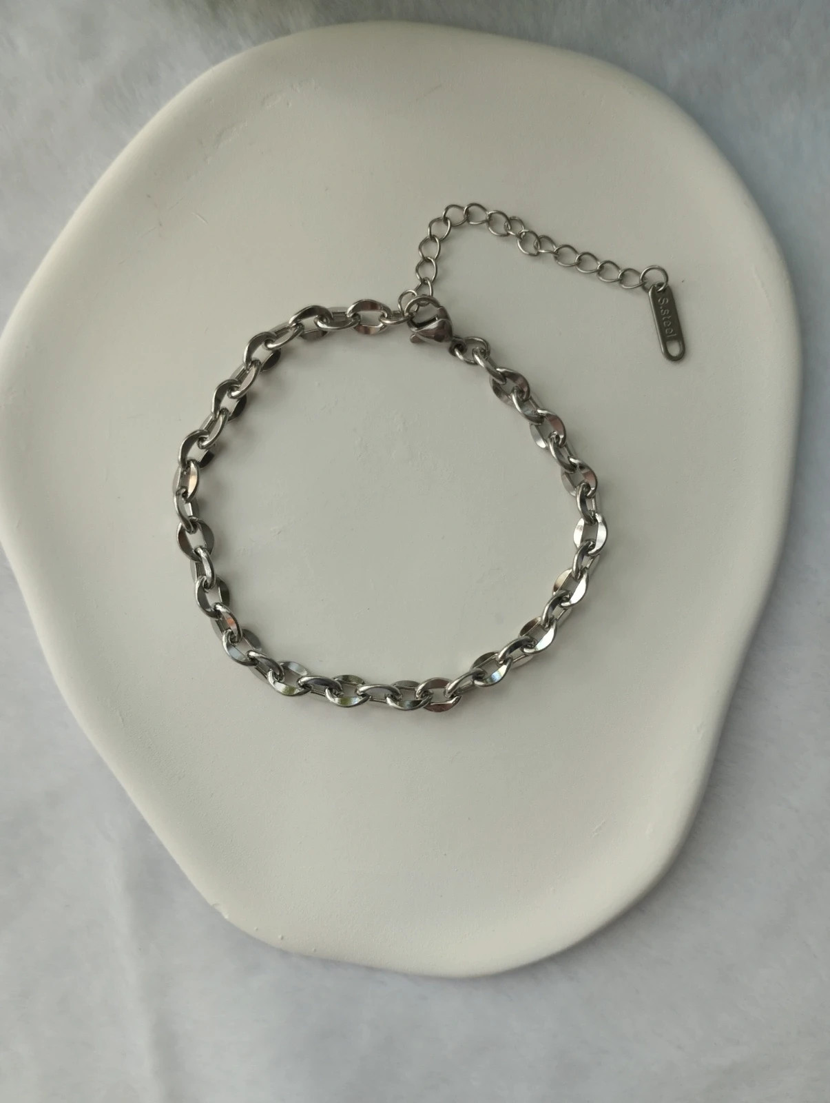 Pulsera eslabones plateada, acero inoxidable 2