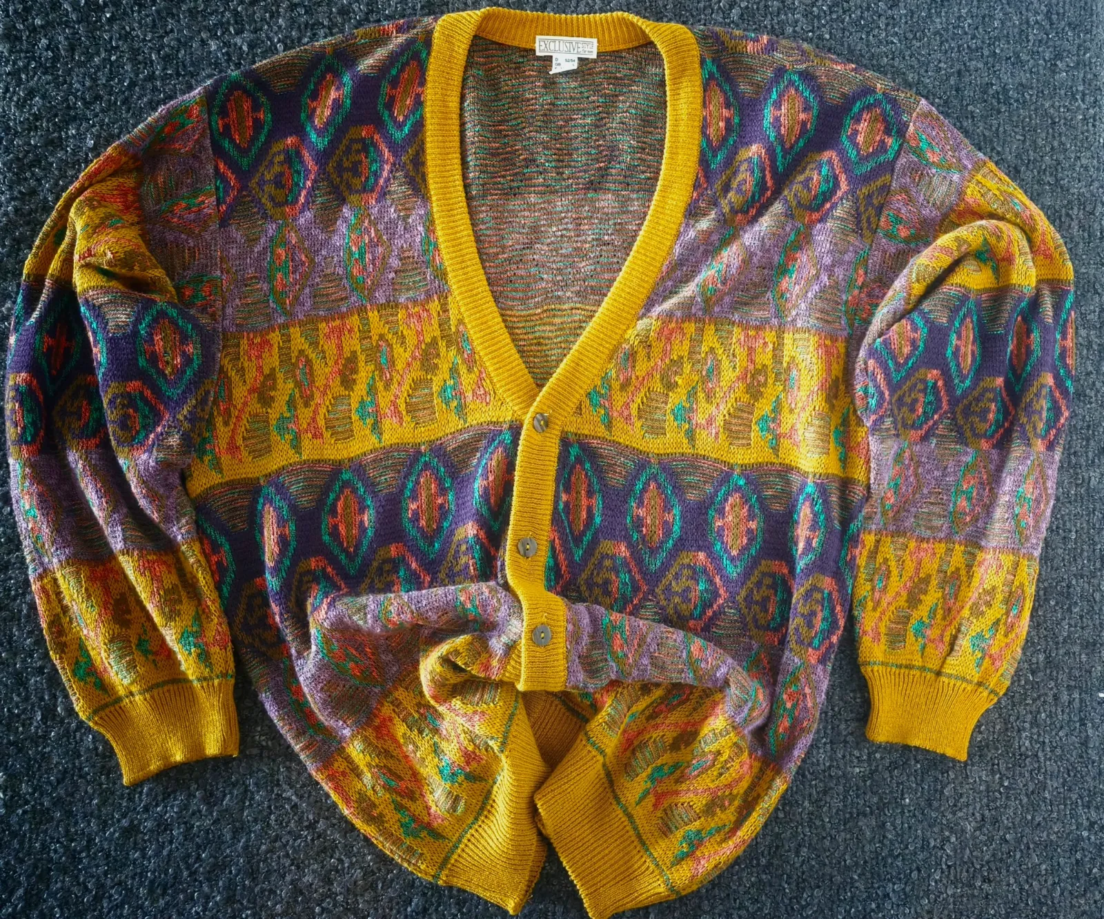 Vintage Coogi-style Abstract Patterned Knit Cardigan,suèter, jersey y2k 🎨🧥