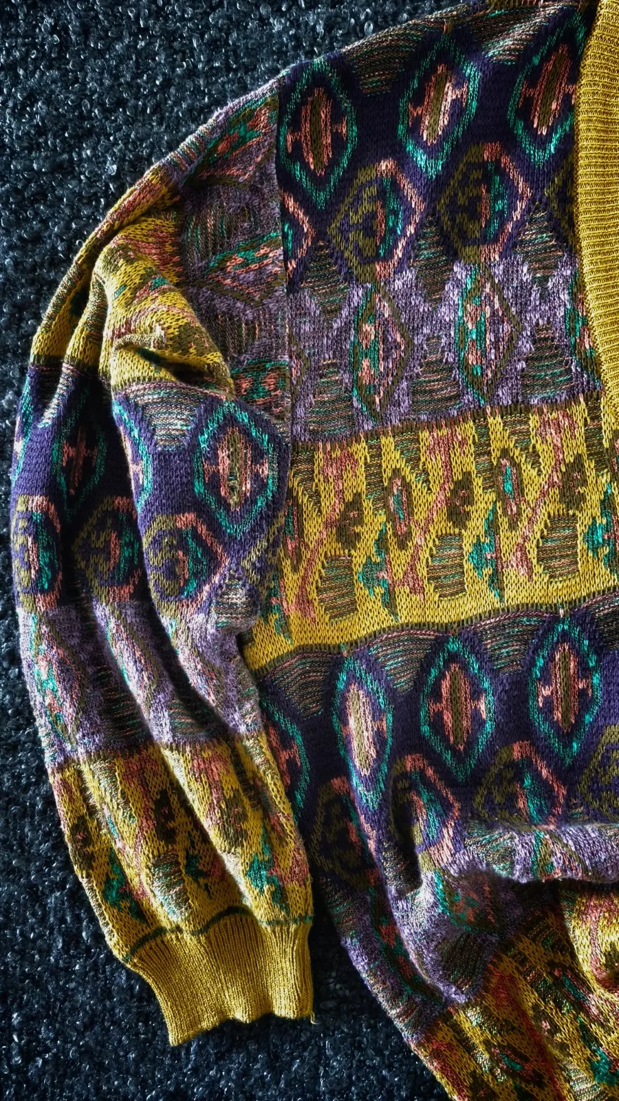Vintage Coogi-style Abstract Patterned Knit Cardigan,suèter, jersey y2k 🎨🧥 – Vintage dressing – taille L 2
