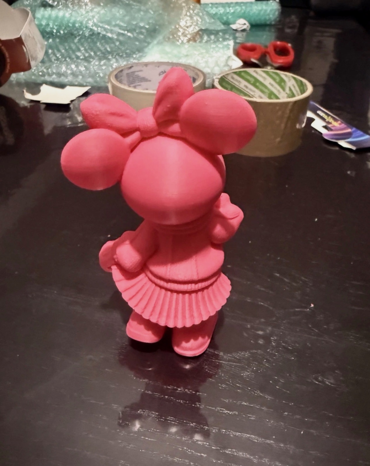 Figurine Souris Rose avec Nœud – Décoration – Impression 3D – 12 cm – Fait main – taille 3 mois 2