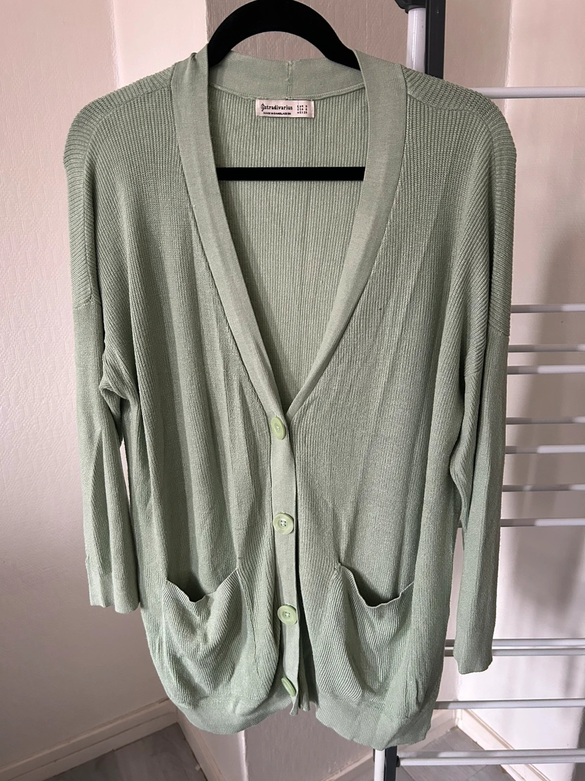 Gilet long vert amande