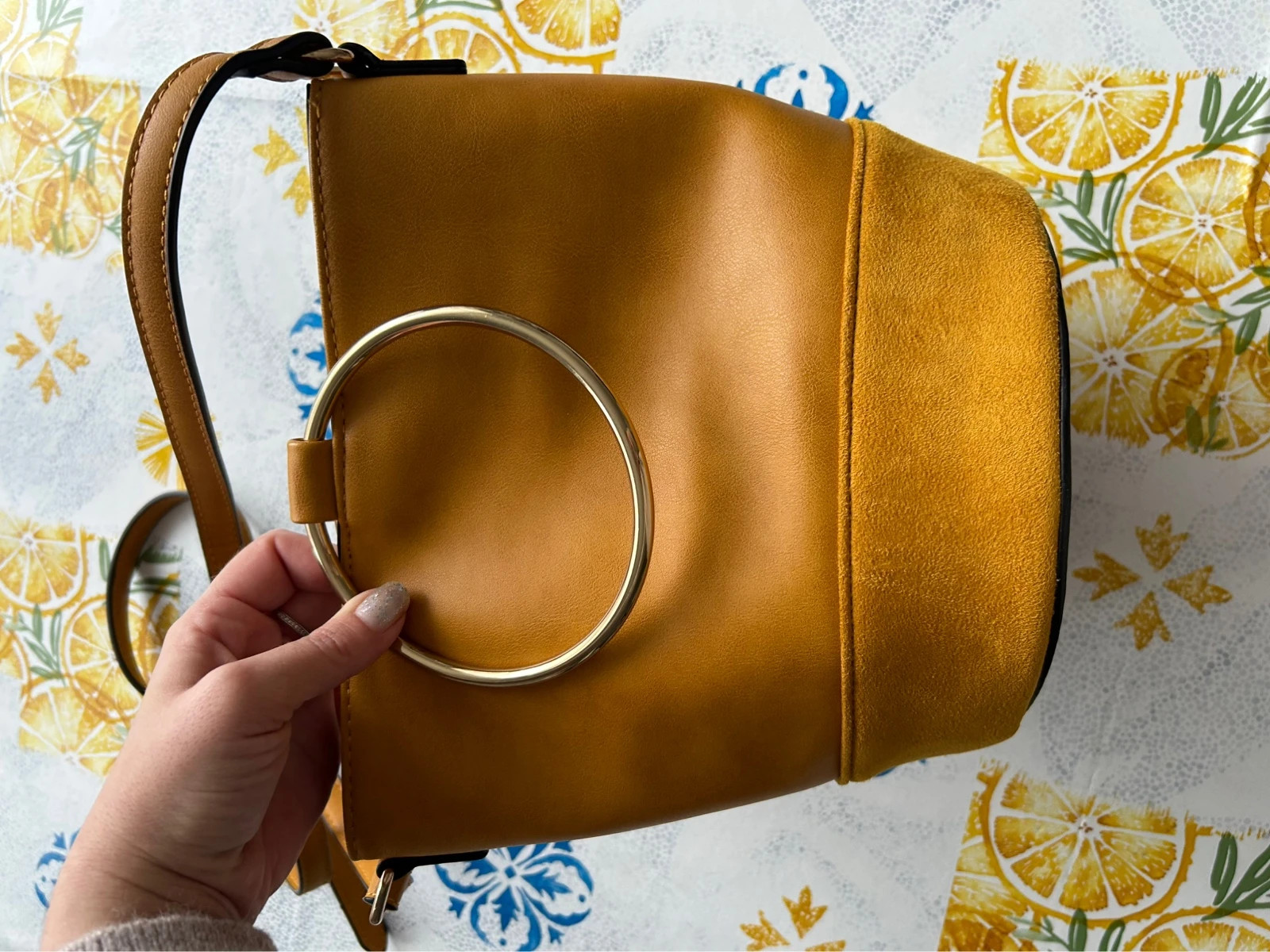 Sac bi matière couleur moutarde – Moa 5