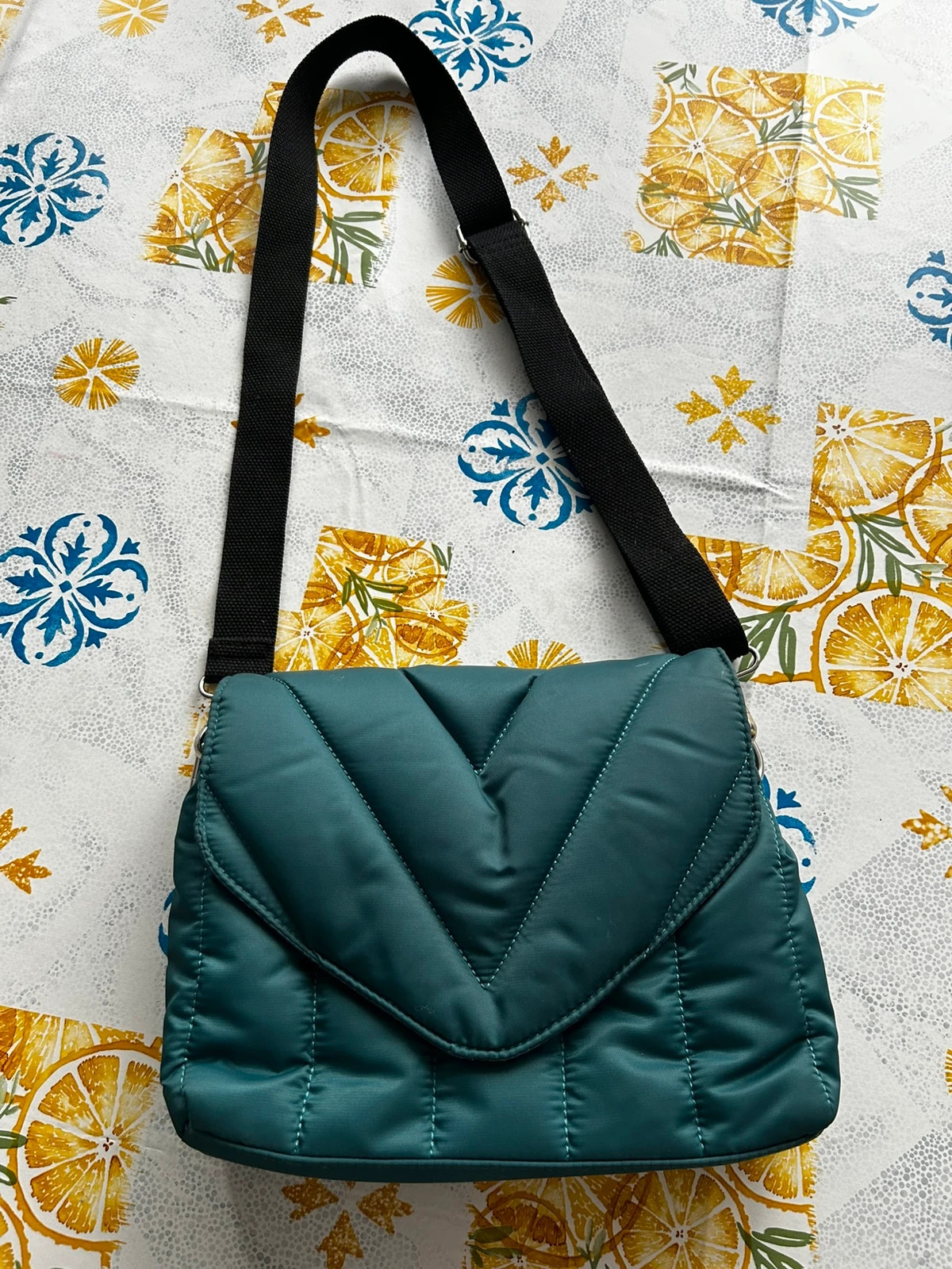Sac bandoulière bleu pétrole