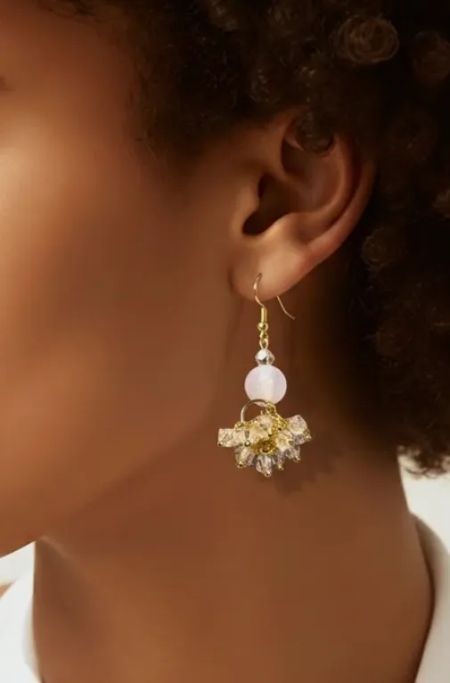 Parure de bijoux perles roses et dorées – Fait main – taille Taille unique 4