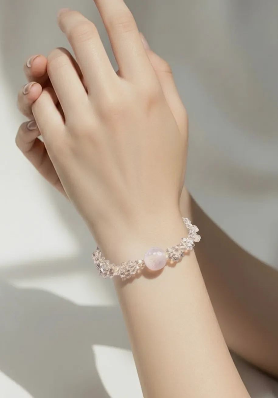 Parure de bijoux perles roses et dorées – Fait main – taille Taille unique 2