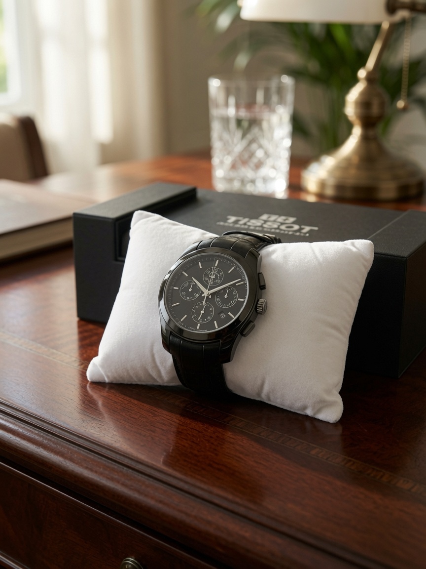 Montre Tissot bracelet cuir noir 5