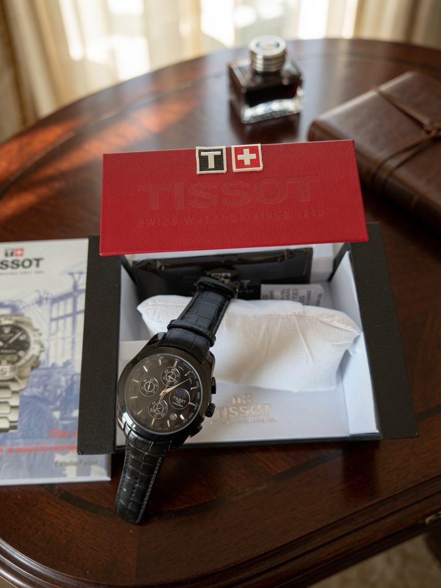 Montre Tissot bracelet cuir noir 4