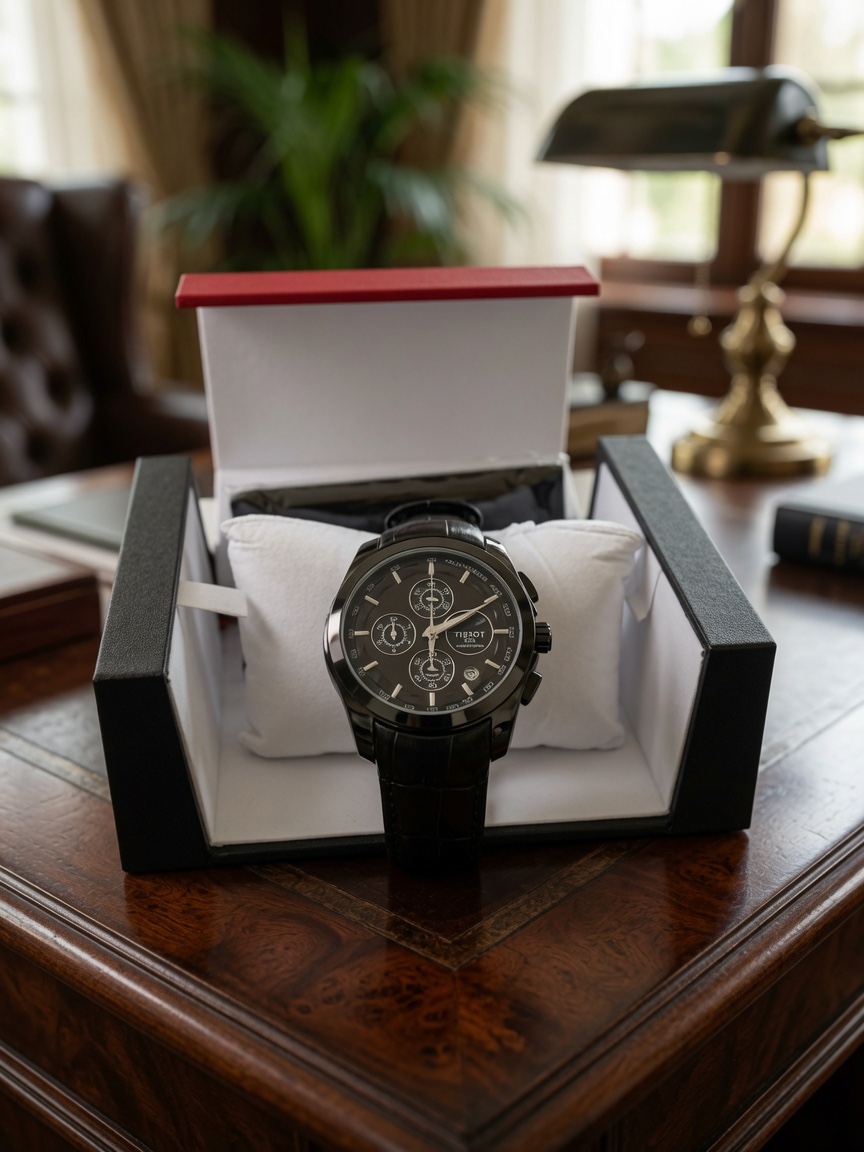 Montre Tissot bracelet cuir noir 3