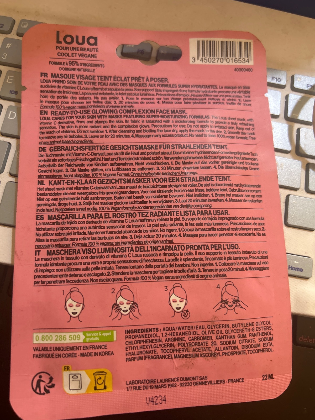 Masque visage tissu Loua Teint Éclat 3