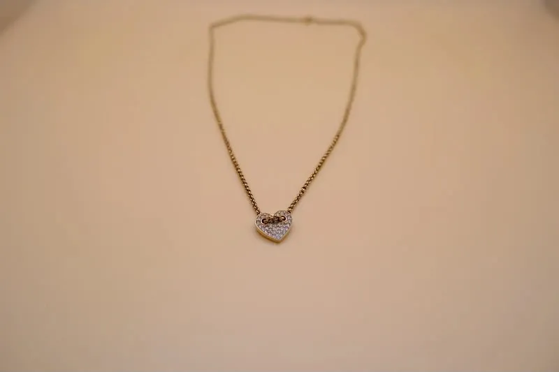 Collana cuore strass argento 2