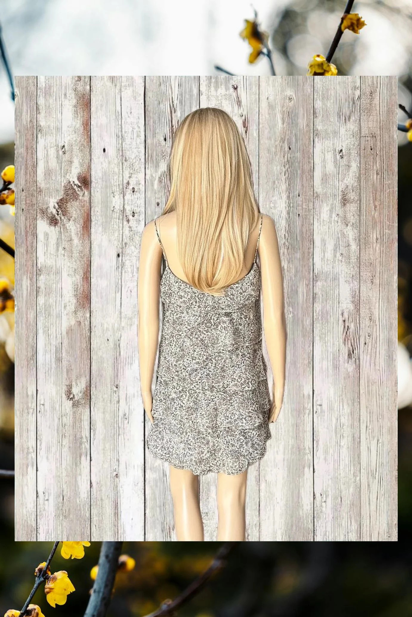 Vestido negro, blanco y gris de flores de Mango – Mango – taille M / 38 / 10 4