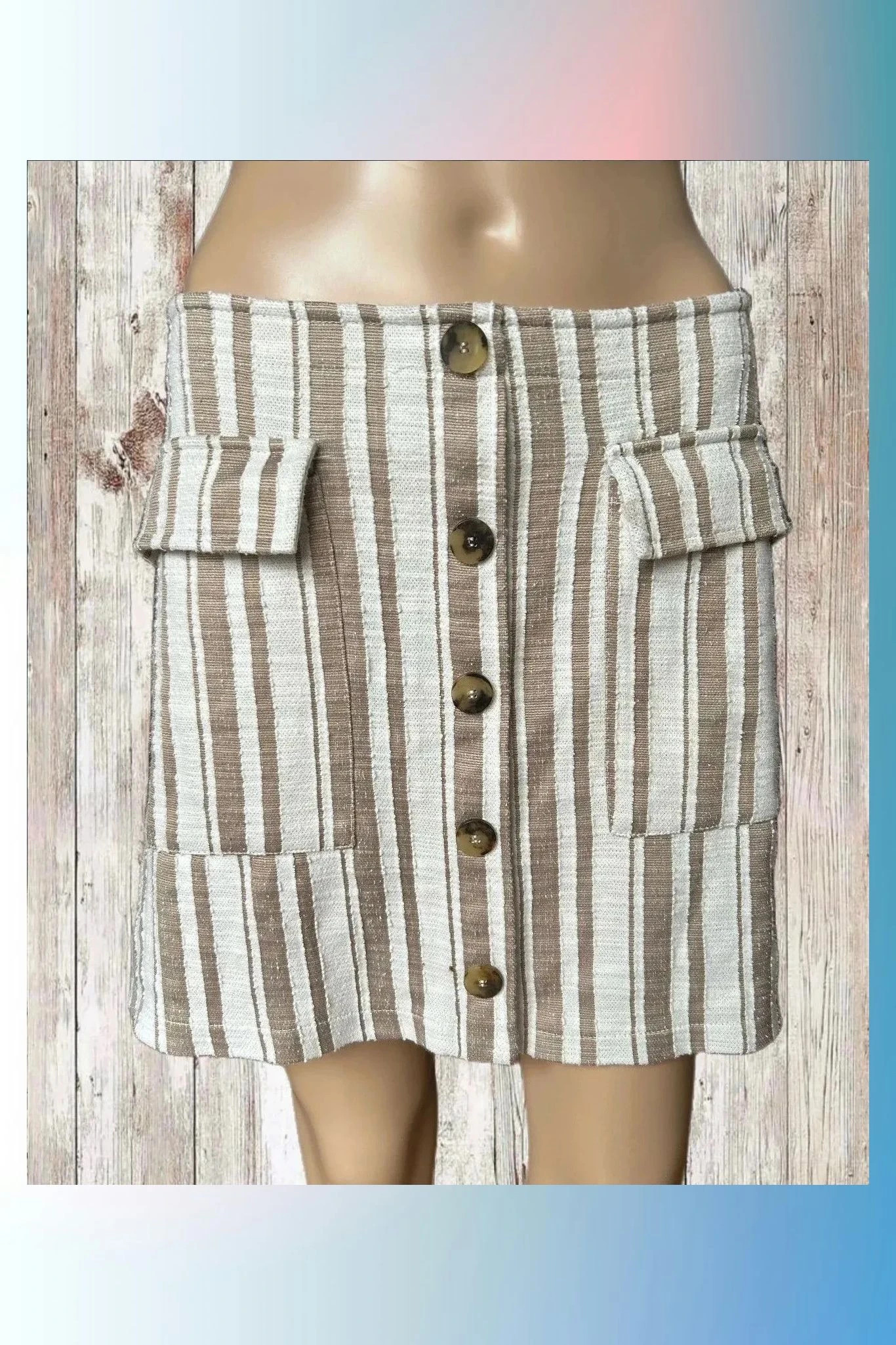 Falda vintage de rayas con botones - Mango, Talla L – Mango – taille L / 40 / 12 2