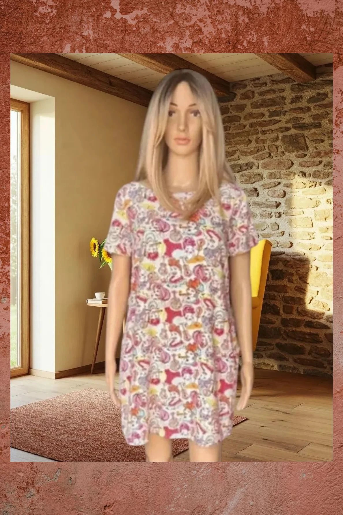 Vestido Estampado con Bolsillos - Talla L - Surkana