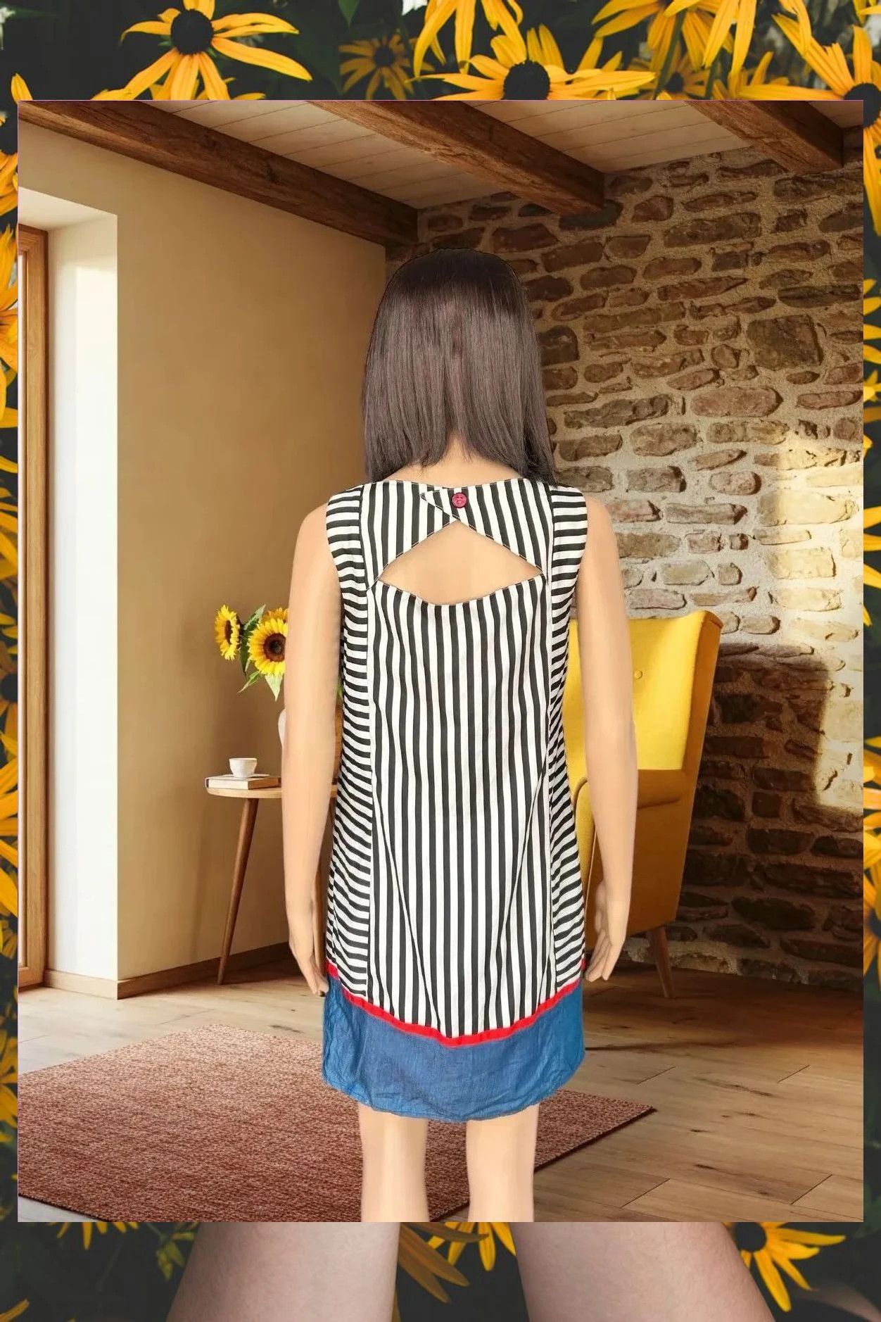 Vestido de rayas amarillo limón y denim Talla S – AmarilloLimon – taille S / 36 / 8 3