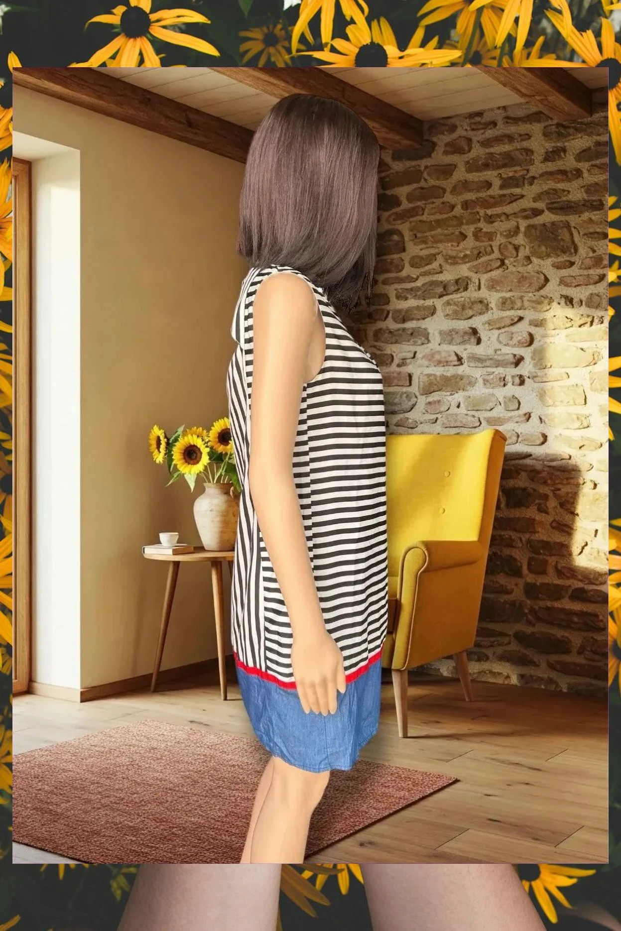 Vestido de rayas amarillo limón y denim Talla S – AmarilloLimon – taille S / 36 / 8 4
