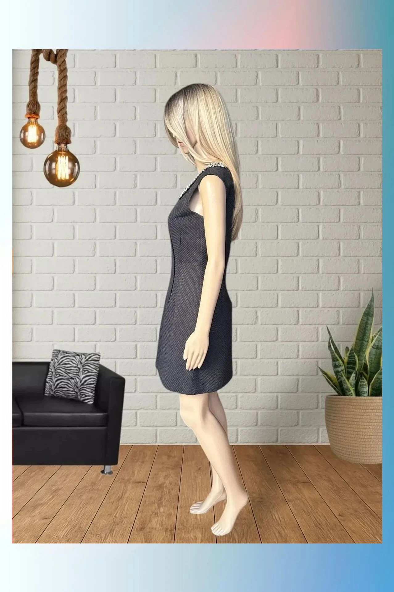 Vestido Niza negro con cuello joya - Talla 38 – Niza – taille M / 38 / 10 3