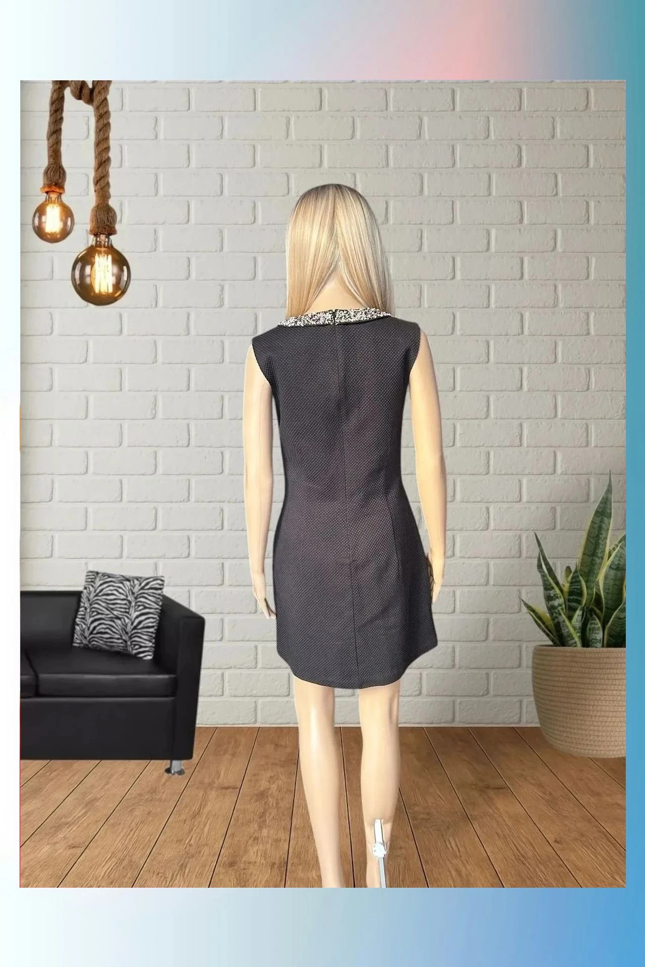 Vestido Niza negro con cuello joya - Talla 38 – Niza – taille M / 38 / 10 4