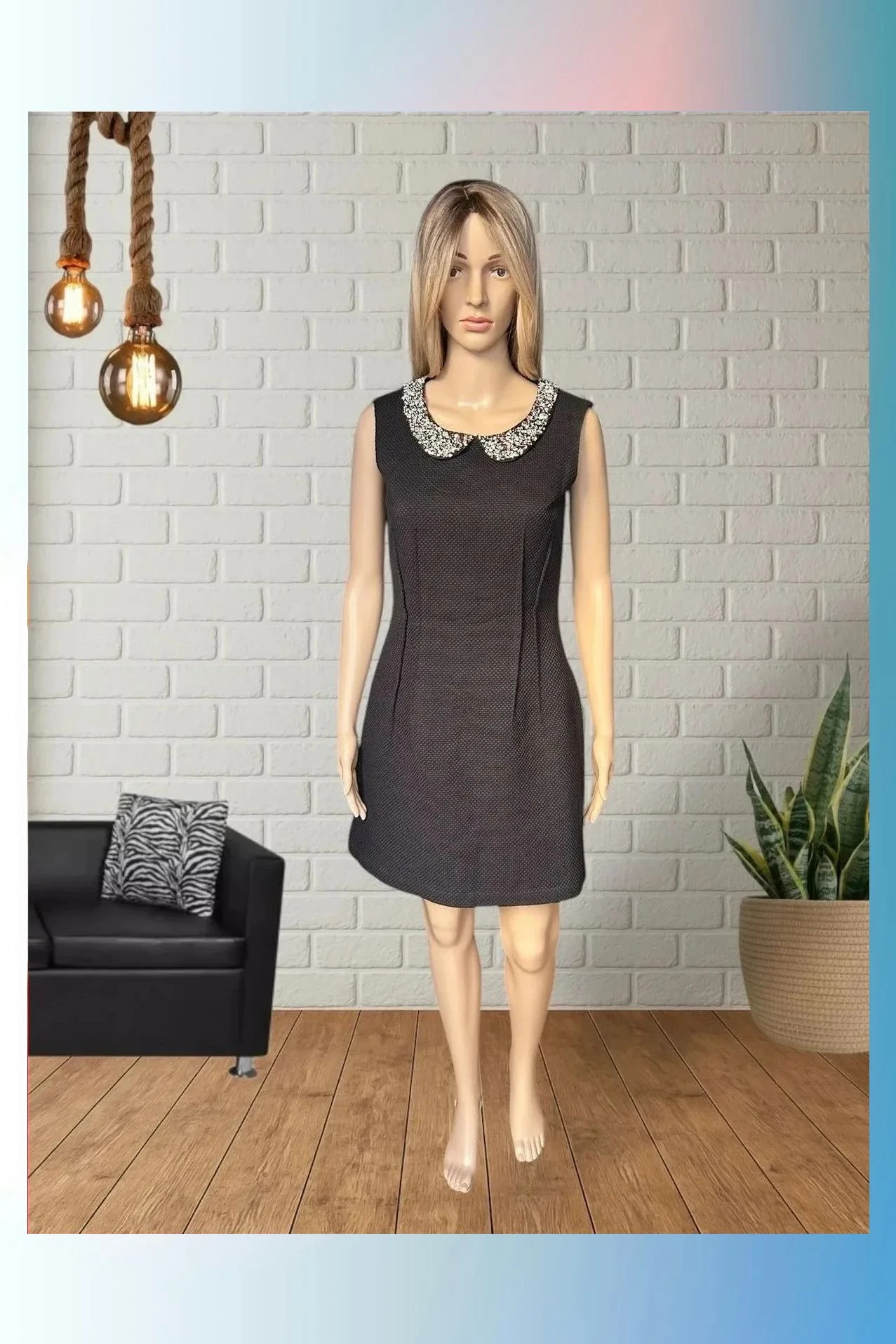 Vestido Niza negro con cuello joya - Talla 38 – Niza – taille M / 38 / 10 2
