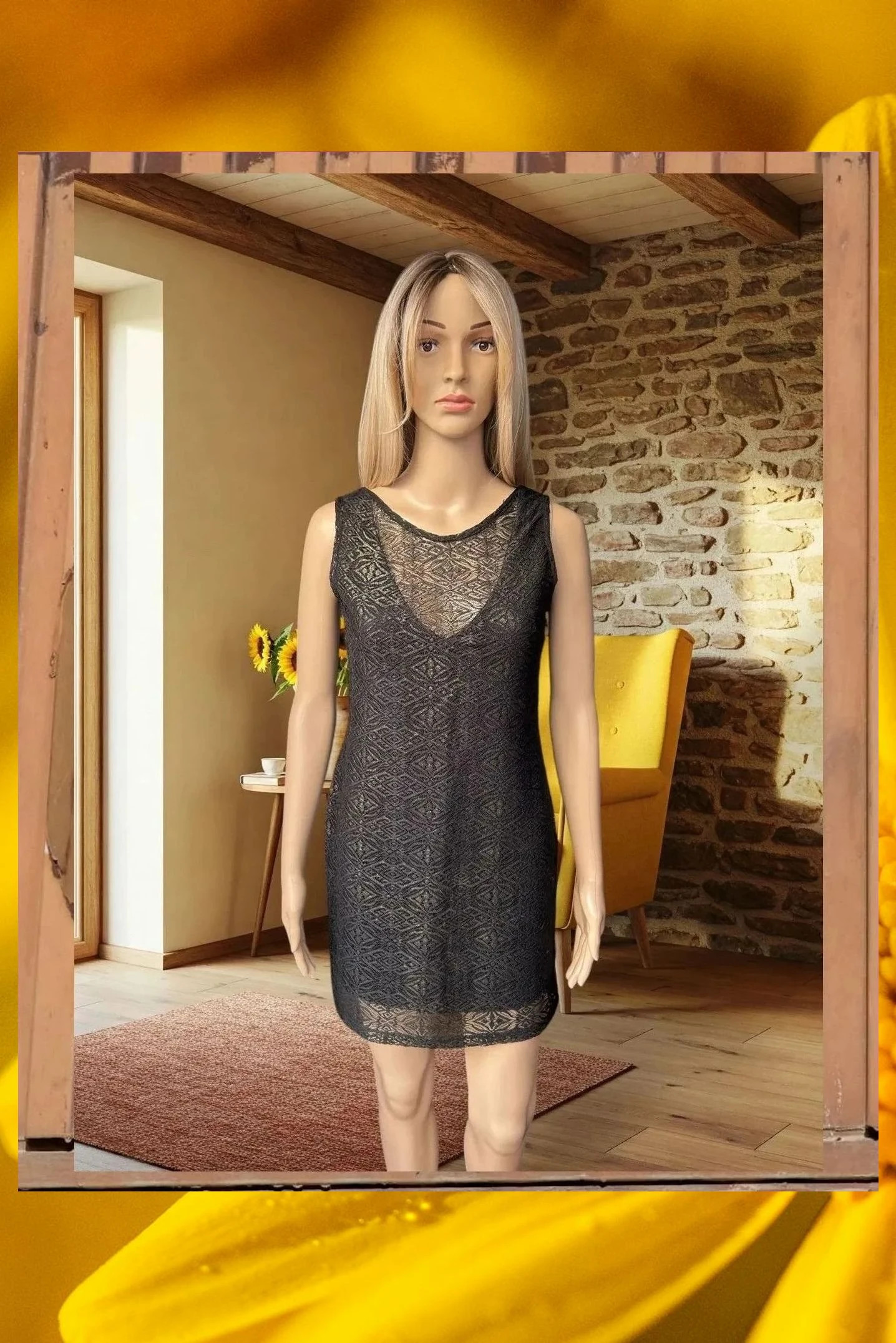 Vestido de encaje negro Lefties Talla S