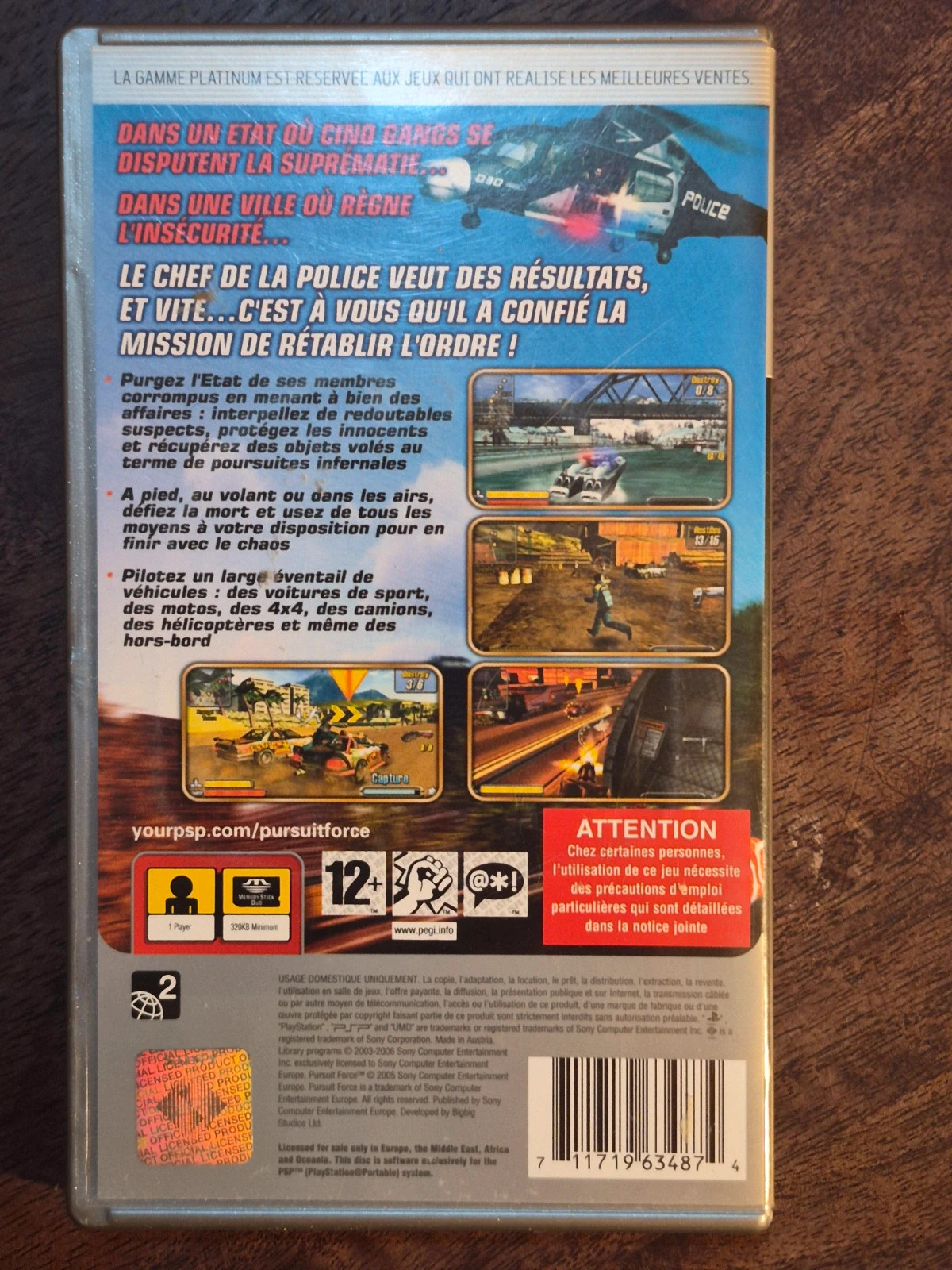Jeu PSP - Pursuit Force (Édition Platinum) - Complet FR 2