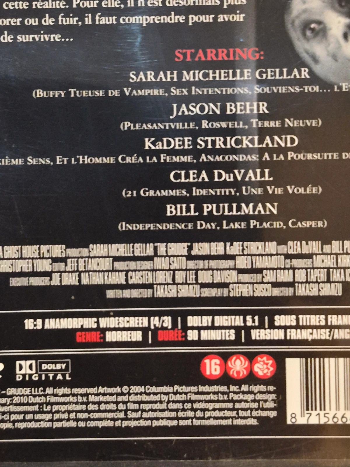 DVD The Grudge (2004) avec Sarah Michelle Gellar 3