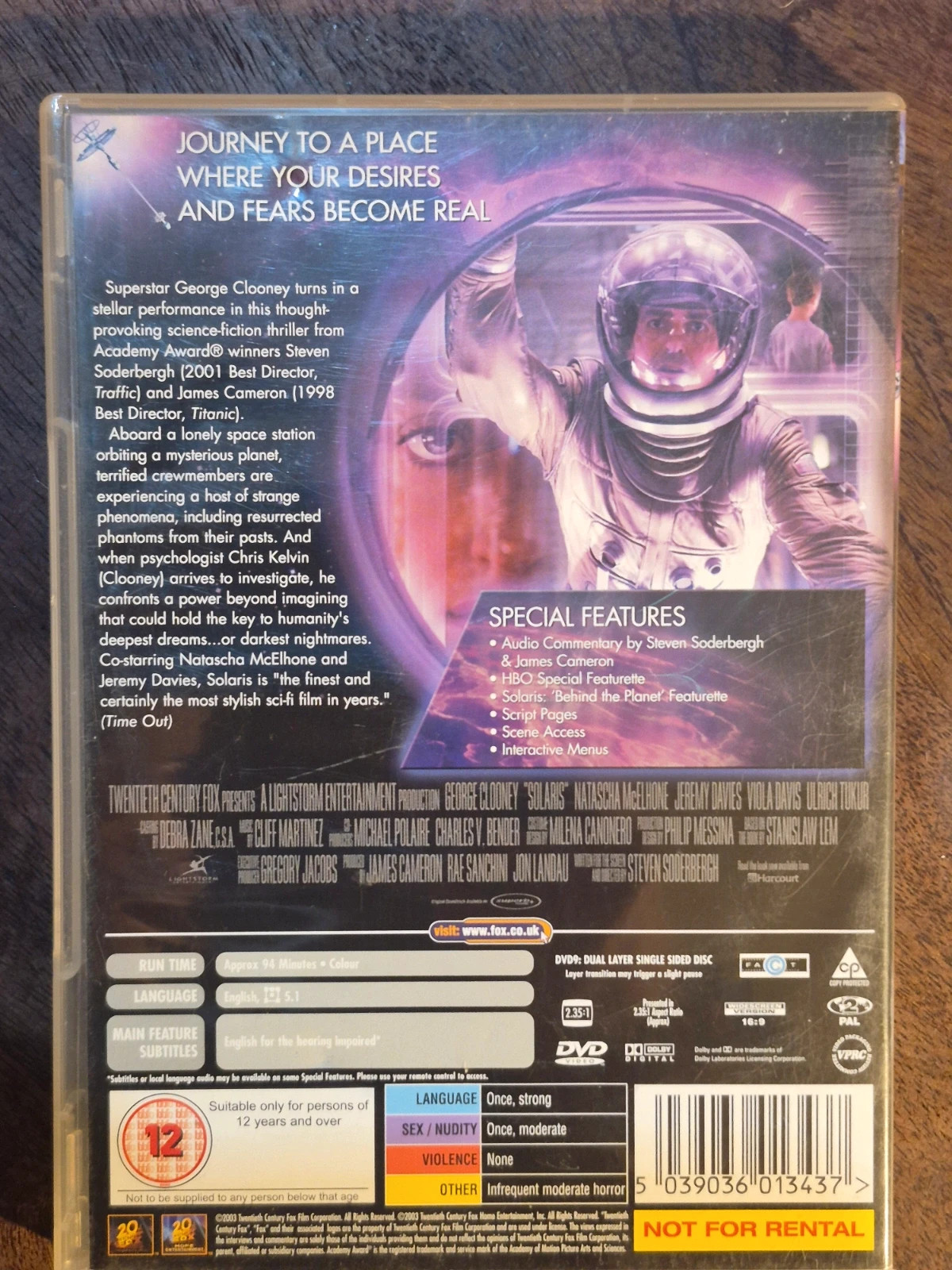 DVD Solaris (2002) - George Clooney / Steven Soderbergh (Édition UK) 2