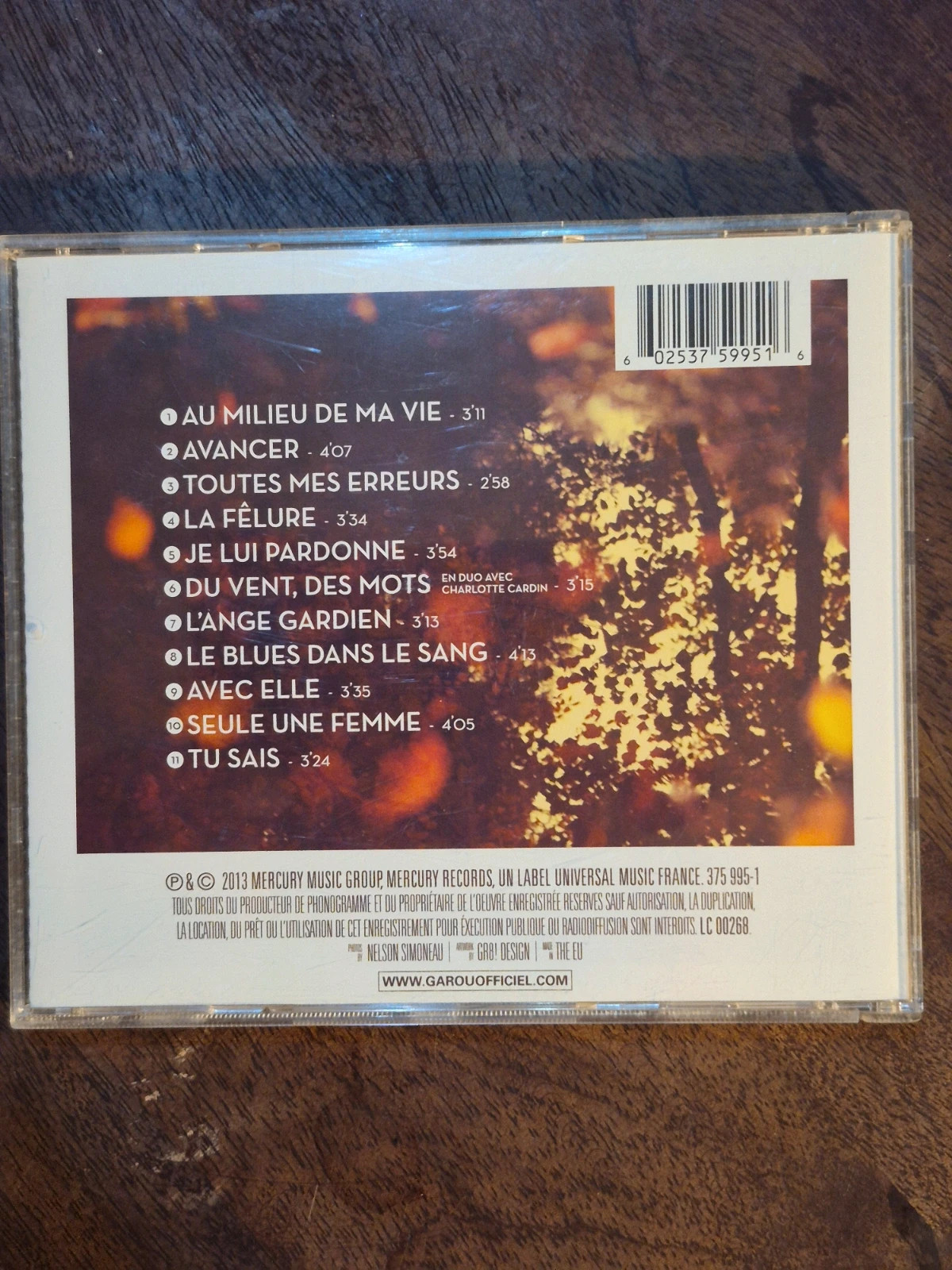 Album CD Garou - Au milieu de ma vie 2