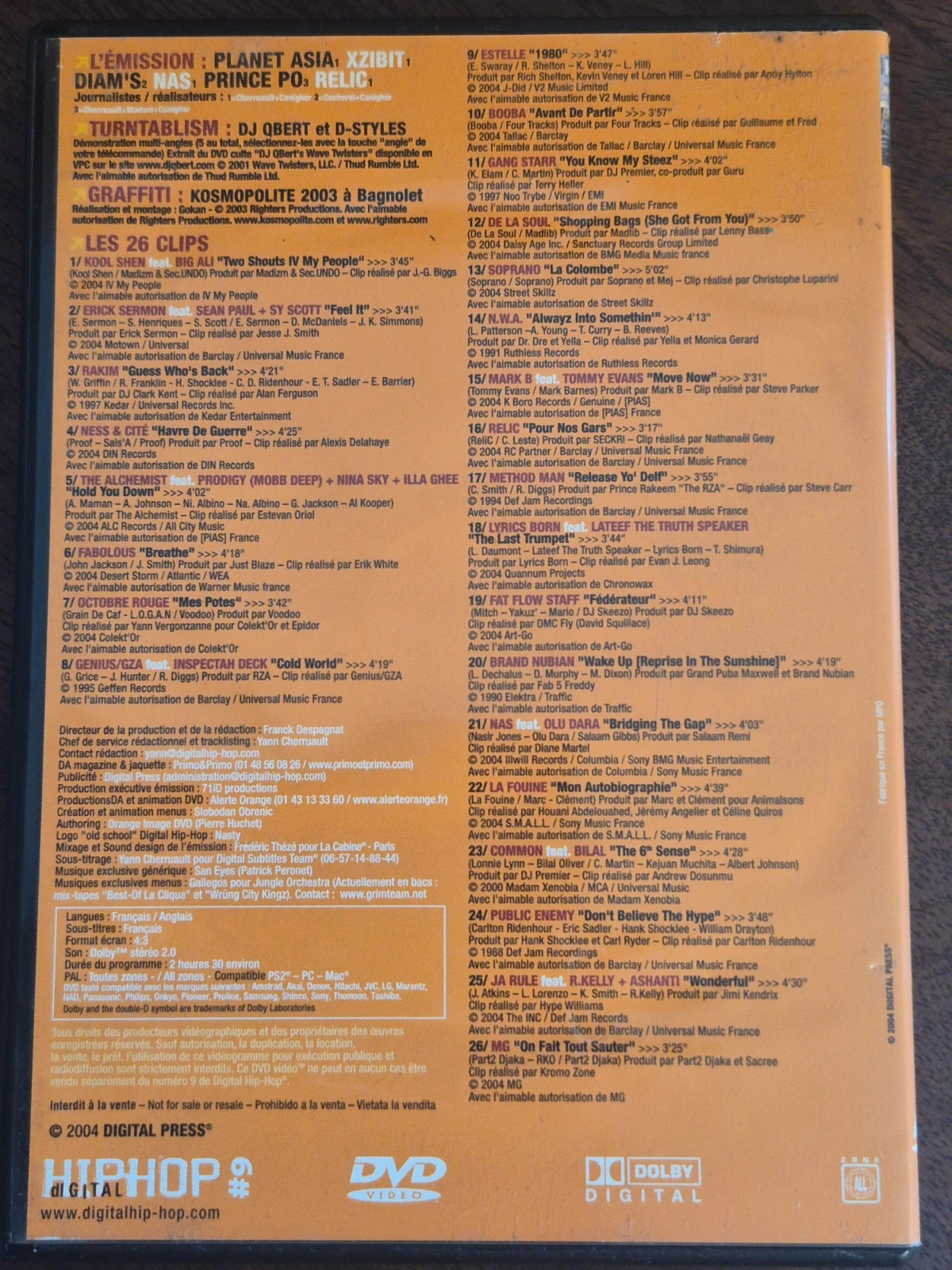 DVD Digital Hip Hop #9 (2004) - 26 Clips Rap US & FR 2